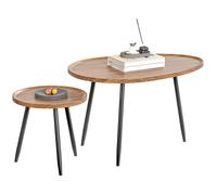 HOMCOM Lot de 2 Tables Basses gigognes, Table d'appoint empilable Design Industriel, Table Basse Salon, Pieds en métal, pour Salon, Chambre, Bureau, Effet Bois de Noyer
