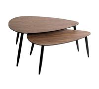 Atmosphera – Lot de 2 tables basses gigognes Mileo, effet noyer L 98 cm, pieds en bois