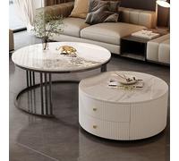 Lot de 2 tables basses gigognes modernes avec grand espace de rangement pour salon, chambre à coucher, bureau, balcon, appartement, entretien facile, design hétéroclite, économie d'espace (60 x 35 +