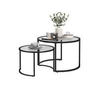 HOMCOM Lot de 2 Tables Basses gigognes Rondes 70/54 cm Plateau Verre trempé et Pied en Acier au Carbone Design Moderne Noir