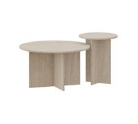 [en.casa] Lot de 2 Tables Basses Gigognes de Tailles Différentes Ensemble de 2 Tables d'Appoint pour Salon Chambre Bureau Panneau de Particules Mélaminé Travertin