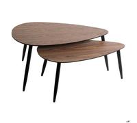 Lot de 2 tables basses gigones ""Mileo"" noyer L88/98cm - Atmosphera createur d'interieur