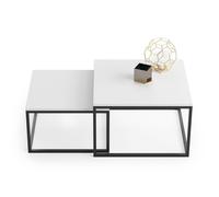 Lot de 2 tables basses, hauteur 42 cm et 36 cm, 70 x 70 cm, table d'appoint design loft, gigogne 2 en 1, surface anti-rayures,