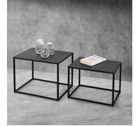 Lot de 2 Tables Basses Mandal Rectangulaires Métal Noir Mat [en.casa]