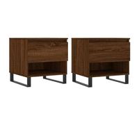 Lot de 2 tables basses - Marron - Aspect chêne - 50 x 46 x 50 cm - En matériau dérivé du bois et métal - Design moderne pour salon et petits espaces - Durable et élégant