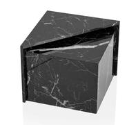 Lot de 2 tables basses Monobloc noires brillantes avec aspect marbre - Table gigogne design rectangulaire - Table de salon coulissante - Table de salon