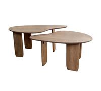 Lot de 2 tables basses organiques en bois, placage chêne - Aria