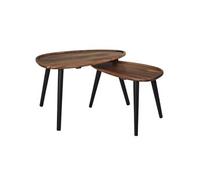 AltoBuy Astrid - Lot de 2 Tables Basses ovales gigogne en Acacia teinté Noyer