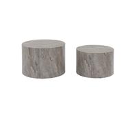 sweeek - Lot de 2 Tables Basses Paros Rondes Effet marbre Gris. Tables gigognes Ø58 x H 40cm / Ø50 x H 33cm