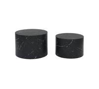 Lot de 2 tables basses PAROS rondes effet marbre noir. tables gigognes Ø58 x H 40cm / Ø50 x H 33cm