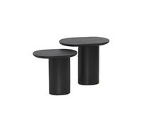 Lot de 2 Tables Basses Plateaux en Manguier teinté Noir Pieds Métal Noir - STELIAN -