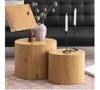 Lot de 2 tables basses - PLOMIN - 48x33 cm et 40x24,5 cm - chêne - style moderne