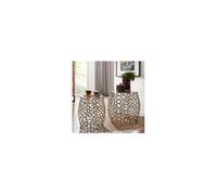 Lot de 2 tables basses rondes 46 et 36 cm en aluminium argenté