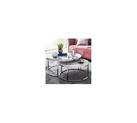 WOHNLING table basse, lot de 2, table de canapé blanche, aspect marbre, gigogne