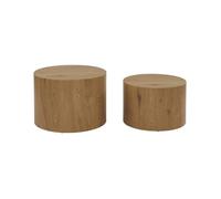 sweeek - Lot de 2 Tables Basses Rondes Effet chêne. Ø58 x H 40cm / Ø50 x H 33cm Sylva