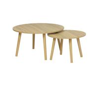 Lot de 2 tables basses rondes effet frêne Népal