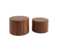 Lot de 2 tables basses rondes effet noyer. Ø58 x H 40cm / Ø50 x H 33cm SYLVA