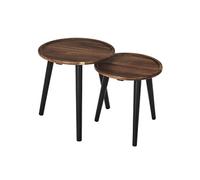 AltoBuy Benedict - Lot de 2 Tables Basses Rondes gigogne en Acacia teinté Noyer