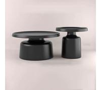 Lot de 2 tables basses rondes gigognes avec base en métal robuste, petites tables centrales pour salon, chambre à coucher, bureau