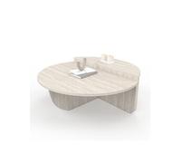 IDMarket - Lot 2 tables basses rondes GUILIA asymétriques effet travertin Beige