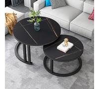 Lot de 2 tables basses rondes modernes en marbre - Tables gigognes élégantes pour le salon et le bureau à domicile - Design élégant, parfait pour les petits espaces, tables d'appoint contemporaines