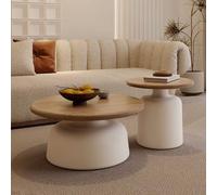 Lot de 2 tables basses rondes pliantes modernes pour salon, chambre à coucher, bureau à domicile, assemblage facile, design élégant