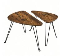 Lot De 2 Tables Basses, Tables Gigognes, Style Industriel, Marron Rustique Et Noir Marron