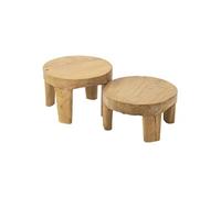 J-Line Tables basses Tek Lot de 2 50 cm Naturel Beige