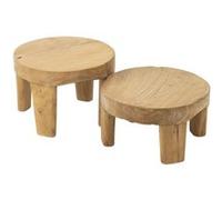 J-Line Tables basses Tek Lot de 2 50 cm Naturel Beige