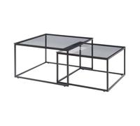 Lot de 2 tables basses Tromlaslo gigognes verre fumé gris