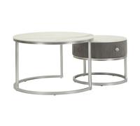 Lot de 2 Tables Basses "Votix" 70cm Gris & Argent