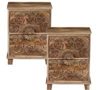 Lot De 2 Tables D’Appoint Marron En Bois 52 Cm Table De Salon