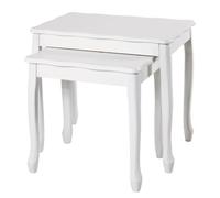 Lot De 2 Tables D'appoint 56 Et 43 Cm Laquées Blanches Multicolore