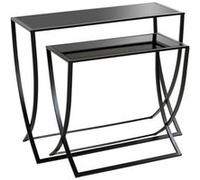 Lot de 2 Tables d'Appoint "Anico" 80cm Noir Laqué Noir
