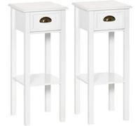HOMCOM Lot de 2 tables d'appoint table basse moderne classique avec tiroir et étagère blanc