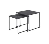 Toilinux - Lot de 2 Tables d'appoint carré encastrables en mélaminé et métal - L.50 cm x H. 45 cm - Noir - Félice Noir