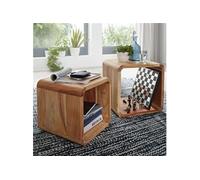Lot de 2 tables d'appoint carrées en acacia massif - NASIK