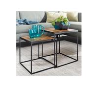Lot de 2 tables d'appoint carrées marron et noir