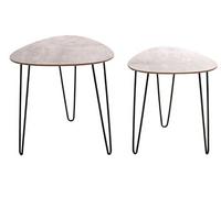 Lot de 2 tables d'appoint coloris noir-optique béton - -
