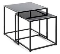 Lot de 2 Tables d'Appoint "Cromano" 40cm Noir Noir G