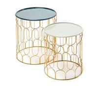 Lot de 2 Tables d'Appoint Déco "Timba" 49cm Pétrole & Gris