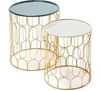 Lot de 2 Tables d'Appoint Déco "Timba" 49cm Pétrole & Gris Bleu G