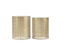 Lot de 2 Tables d'Appoint Design "Oblin" 50cm Or