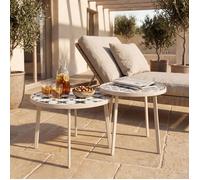 casa.pro Lot de 2 Tables d'Appoint d'Extérieur Faeto Résistant Champagne