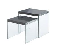 Lot de 2 Tables d'Appoint "Elementary" 46cm Noir Brillant
