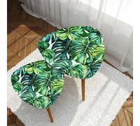 Lot de 2 tables d'appoint empilables sans couture Motif feuilles tropicales aquarelles, botaniques, botaniques, élégantes, modernes, minimalistes, petites tables triangulaires