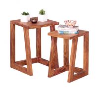 lot de 2 tables d'appoint en bois massif design Sheesham