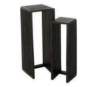 Lot de 2 Tables d'Appoint en Bois "Teck" 88cm Noir