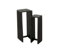 Lot de 2 Tables d'Appoint en Bois "Teck" 88cm Noir