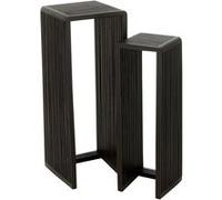 Lot de 2 Tables d'Appoint en Bois "Teck" 88cm Noir